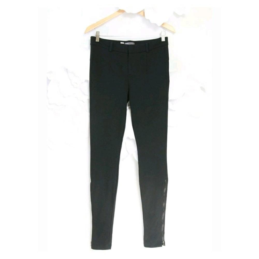 VINCE Big Zip Leggings Pants 8|M Black Stretch